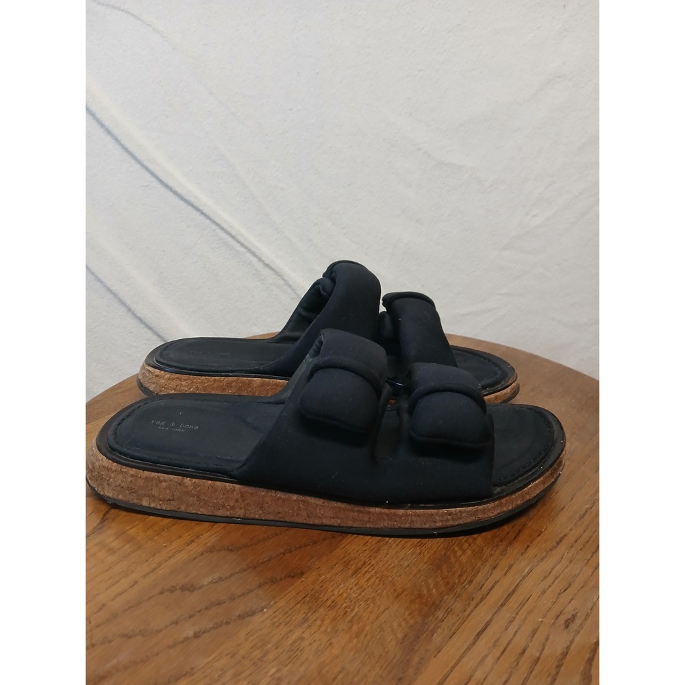 Rag & bone Parque puffer slide sandal black cork sole size 36.5 US 6